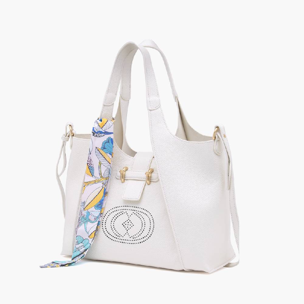 La Carrie BORSA SHOPPING DRILLED CREMA Shopping Online