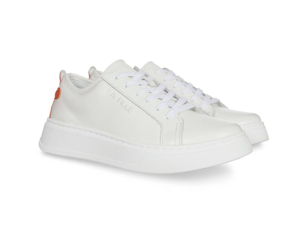 L.Pucci Sneakers P91212P Ecru-Orange Italy