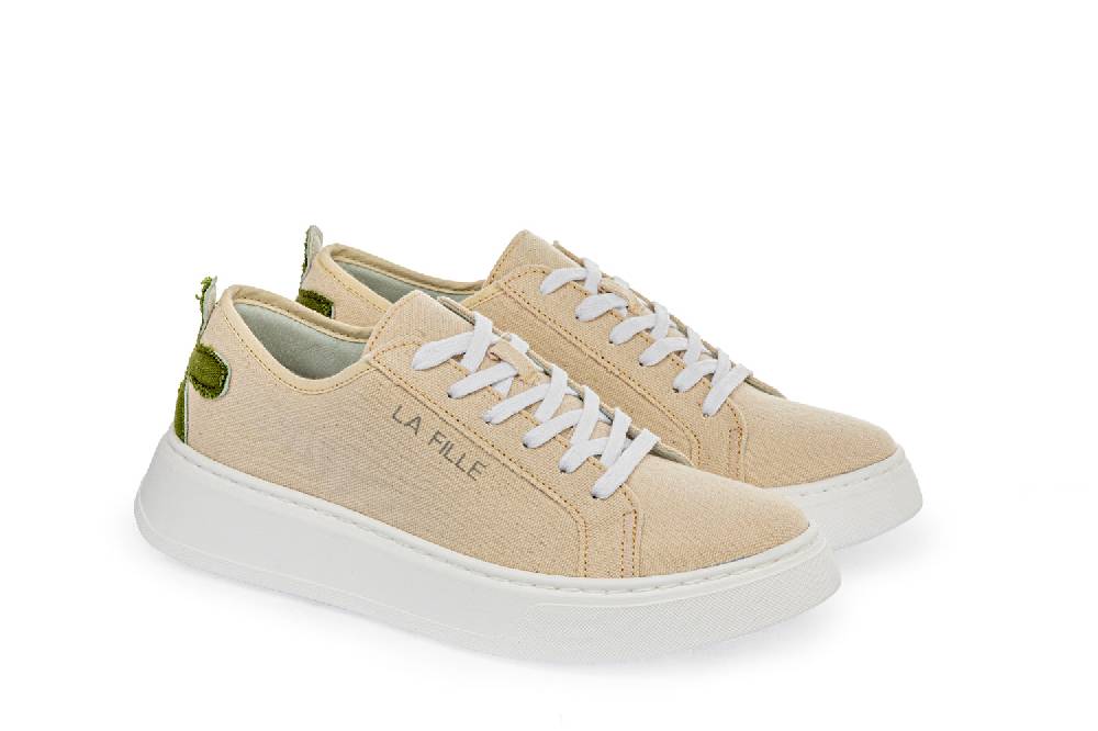 L.Pucci Sneakers P91222C Ecru-Green Nuovo
