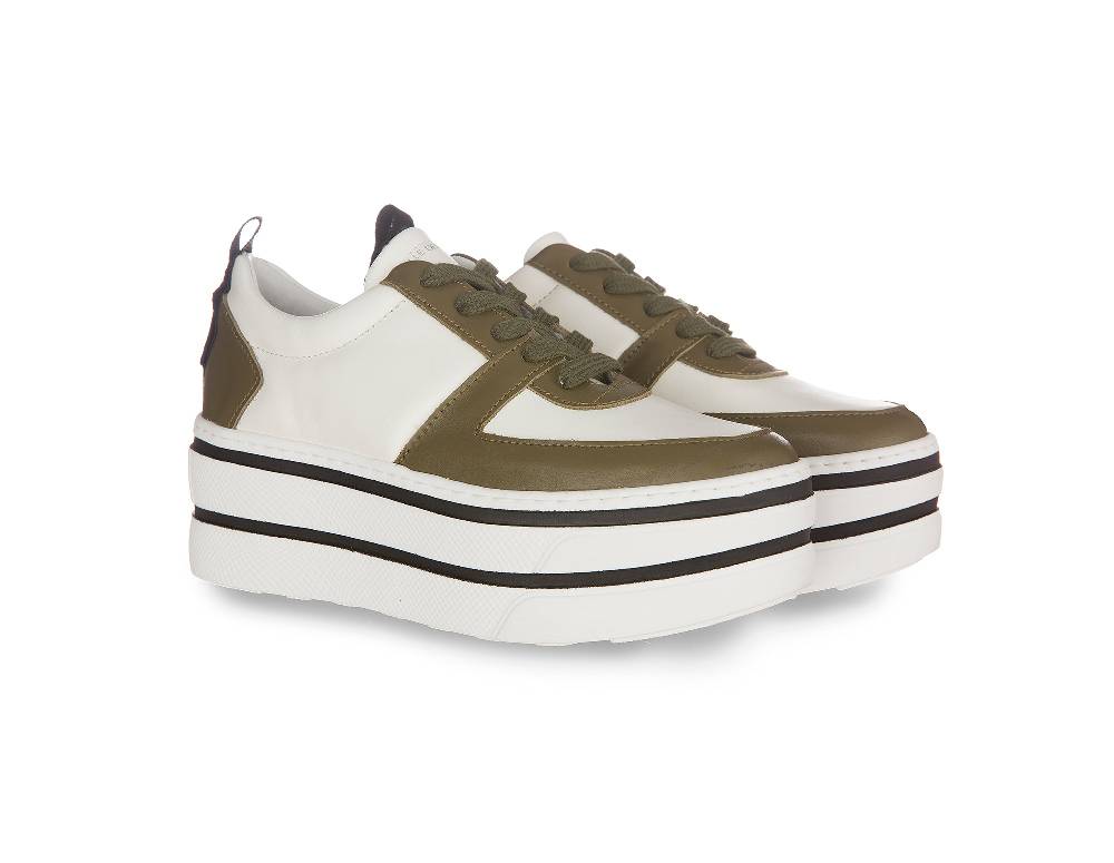 L.Pucci Oklahoma Leather White-Green Aviation Hotsell