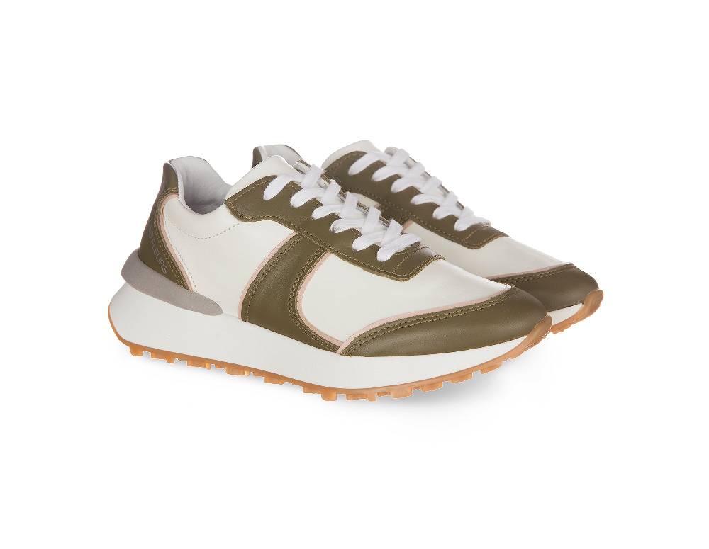 L.Pucci Missouri Leather White-Green Aviation Saldi Di Fabbrica