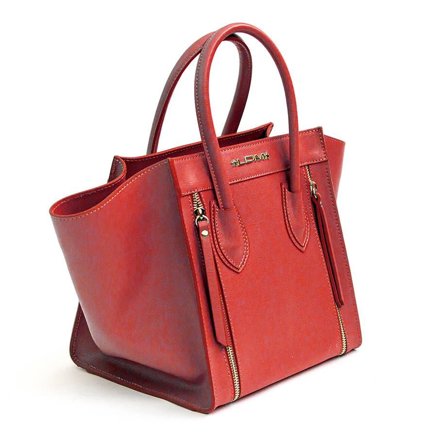 Laura Di Maggio ALIA – Borsa a trapezio in pelle saffiano corallo Promozione