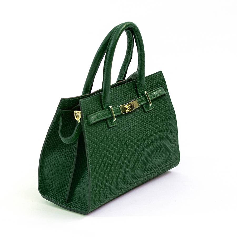 Laura Di Maggio KELLY – Borsa in pelle serigrafata verde Shopping Online