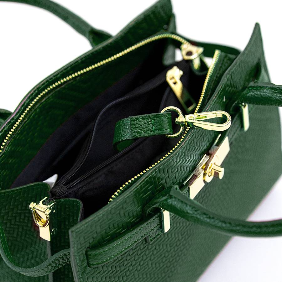 Laura Di Maggio KELLY – Borsa in pelle serigrafata verde Shopping Online
