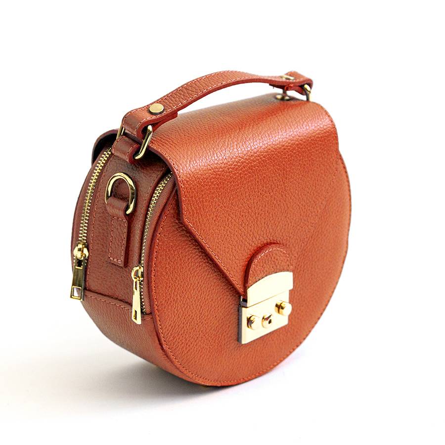 Laura Di Maggio CIRCLE – Borsa tonda in pelle arancio Sconto