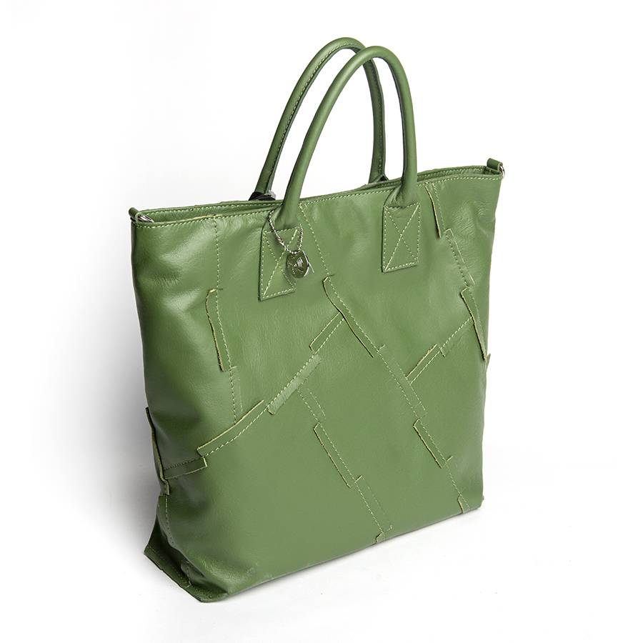 Laura Di Maggio UMA – Tote bag in pelle nappa verde aloe Vendita Economica