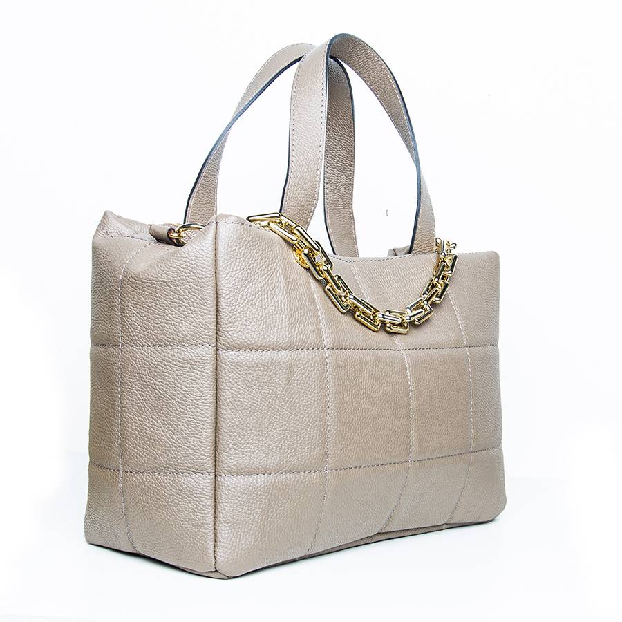 Laura Di Maggio TYRA – Borsa in pelle dollaro trapuntato beige Acquista Ora
