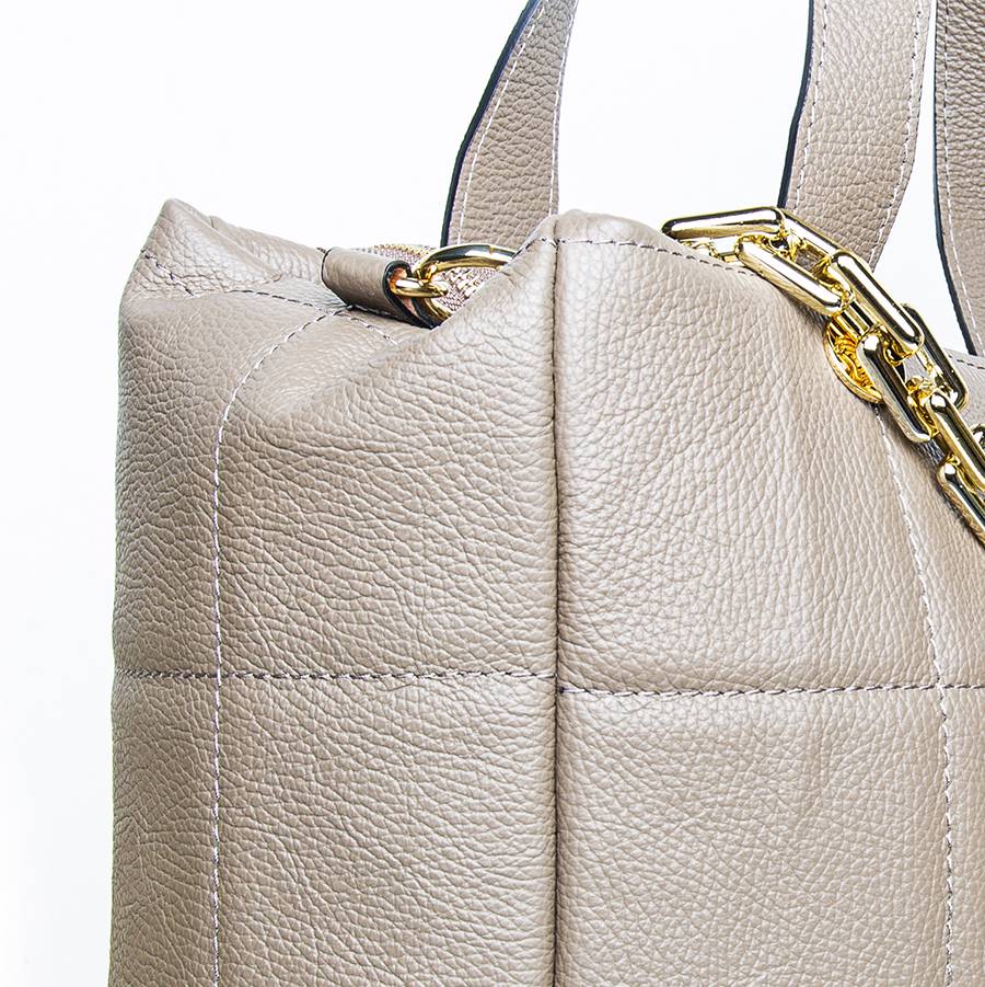 Laura Di Maggio TYRA – Borsa in pelle dollaro trapuntato beige Acquista Ora