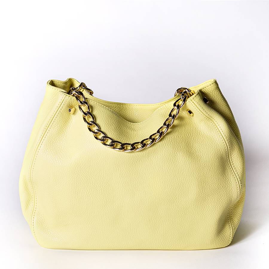 Laura Di Maggio PEACH – borsa a mano con catena in pelle limone Shopping Online