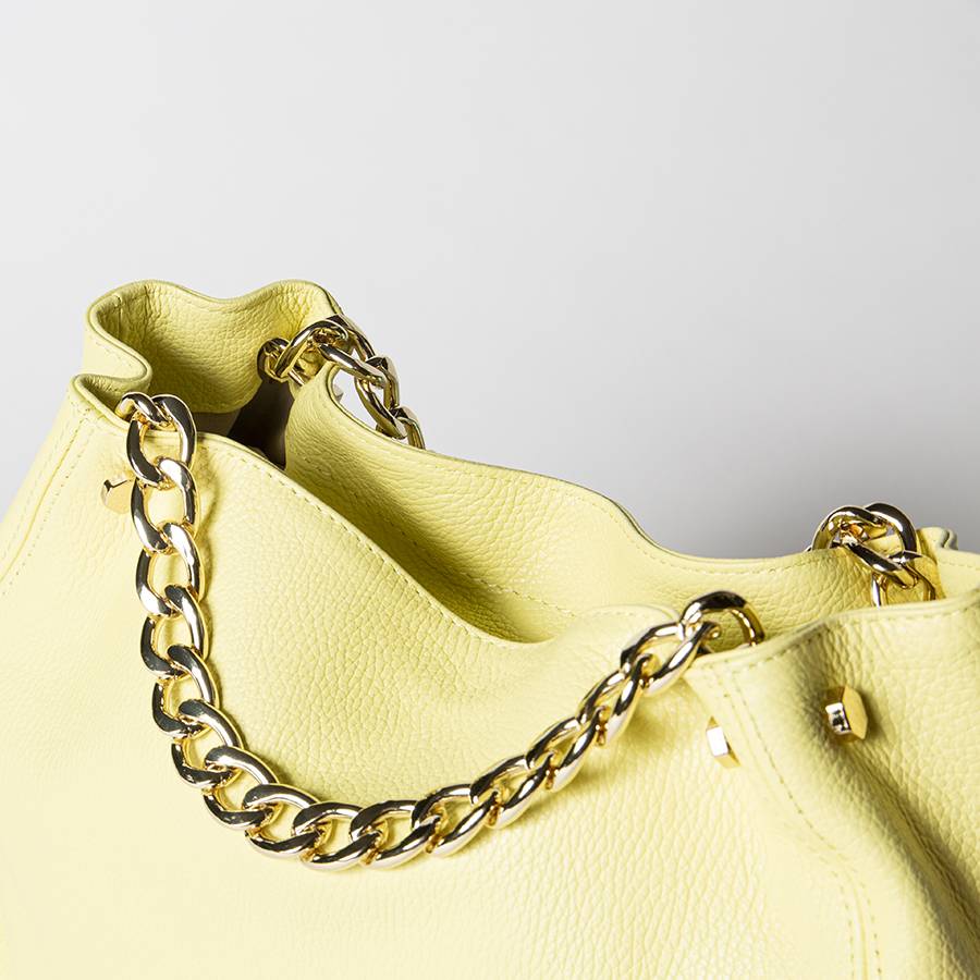 Laura Di Maggio PEACH – borsa a mano con catena in pelle limone Shopping Online