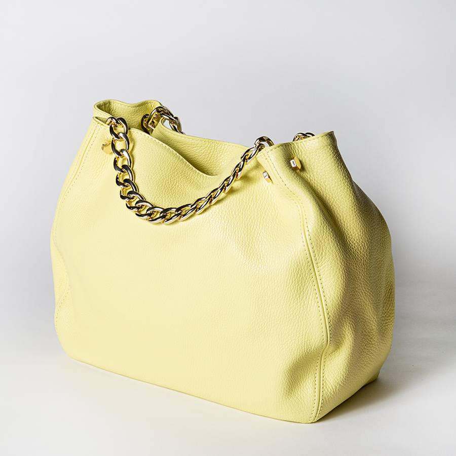 Laura Di Maggio PEACH – borsa a mano con catena in pelle limone Shopping Online