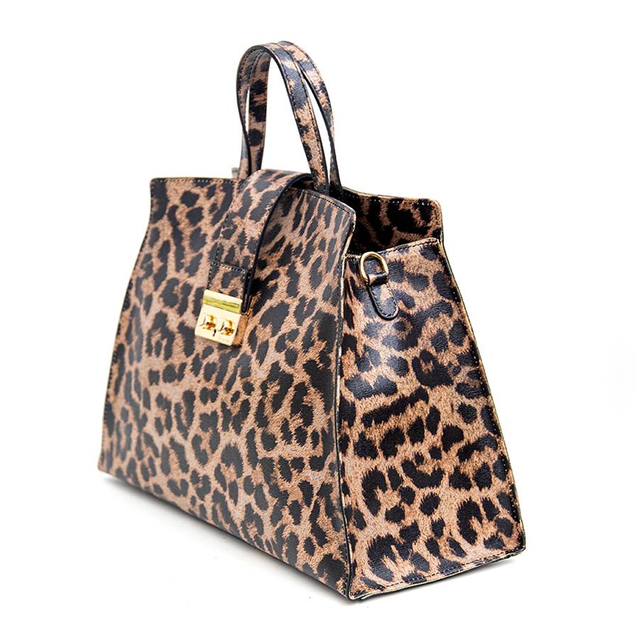 Laura Di Maggio LEOPARD BIG – Borsa in pelle saffiano stampa leopardo Sconto