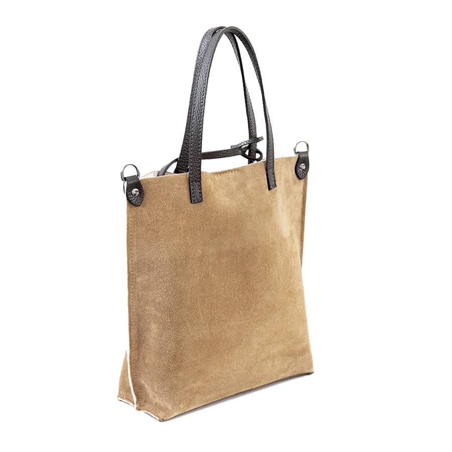 Laura Di Maggio TRUDI – borsa in camoscio ed eco montone taupe Offerta migliore