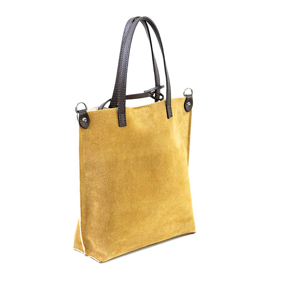 Laura Di Maggio TRUDI – borsa in camoscio ed eco montone ocra Economico