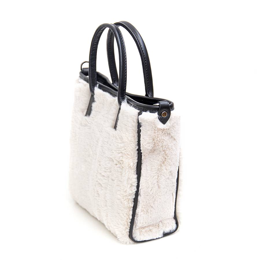 Laura Di Maggio MOSCA – Borsa in pelo ecologico e pelle soft panna Outlet