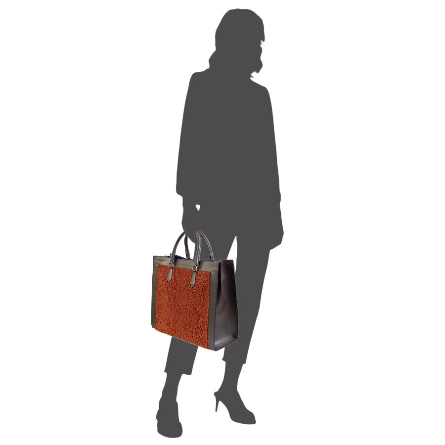 Laura Di Maggio WINNIE – borsa in pelle e tessuto testa di moro Saldi