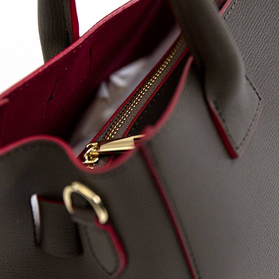 Laura Di Maggio IRINA – Tote in pelle testa di moro e interno rosso Vendita Economica
