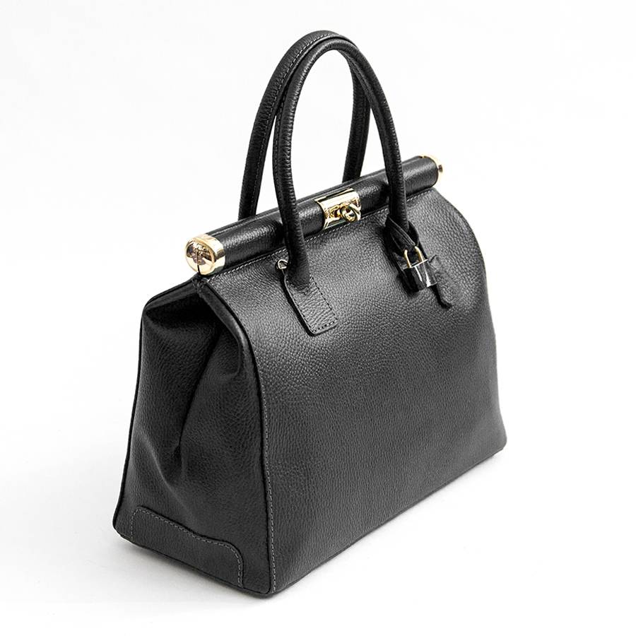 Laura Di Maggio DOCTOR – bauletto in pelle dollaro nero Nuova