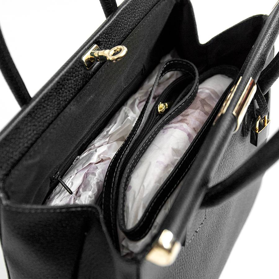 Laura Di Maggio DOCTOR – bauletto in pelle dollaro nero Nuova