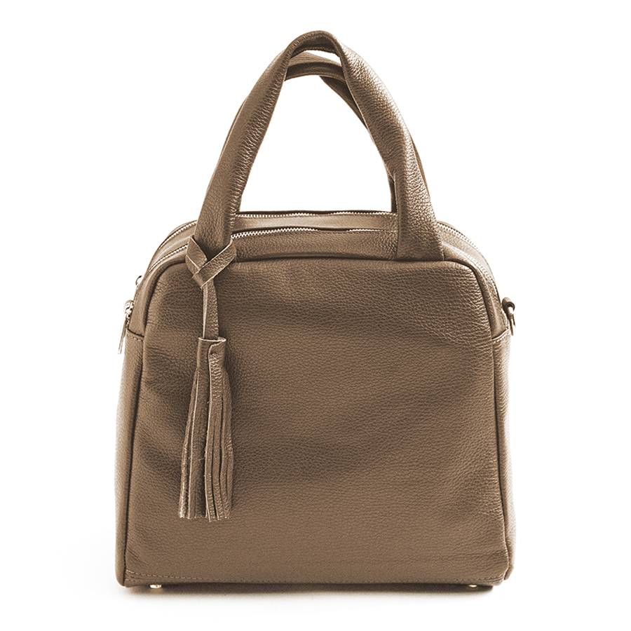 Laura Di Maggio SARA – bauletto a due zip in pelle taupe In Linea