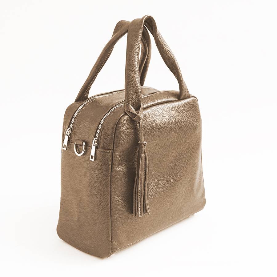 Laura Di Maggio SARA – bauletto a due zip in pelle taupe In Linea