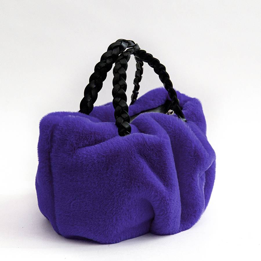 Laura Di Maggio TRUDY – bauletto in ecopelliccia viola Nuovo