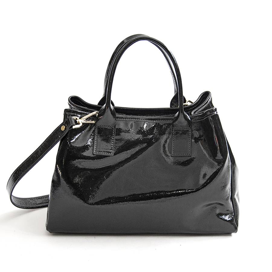 Laura Di Maggio MILANO VERNICE – borsa in pelle verniciata nera Spedizione Gratuita
