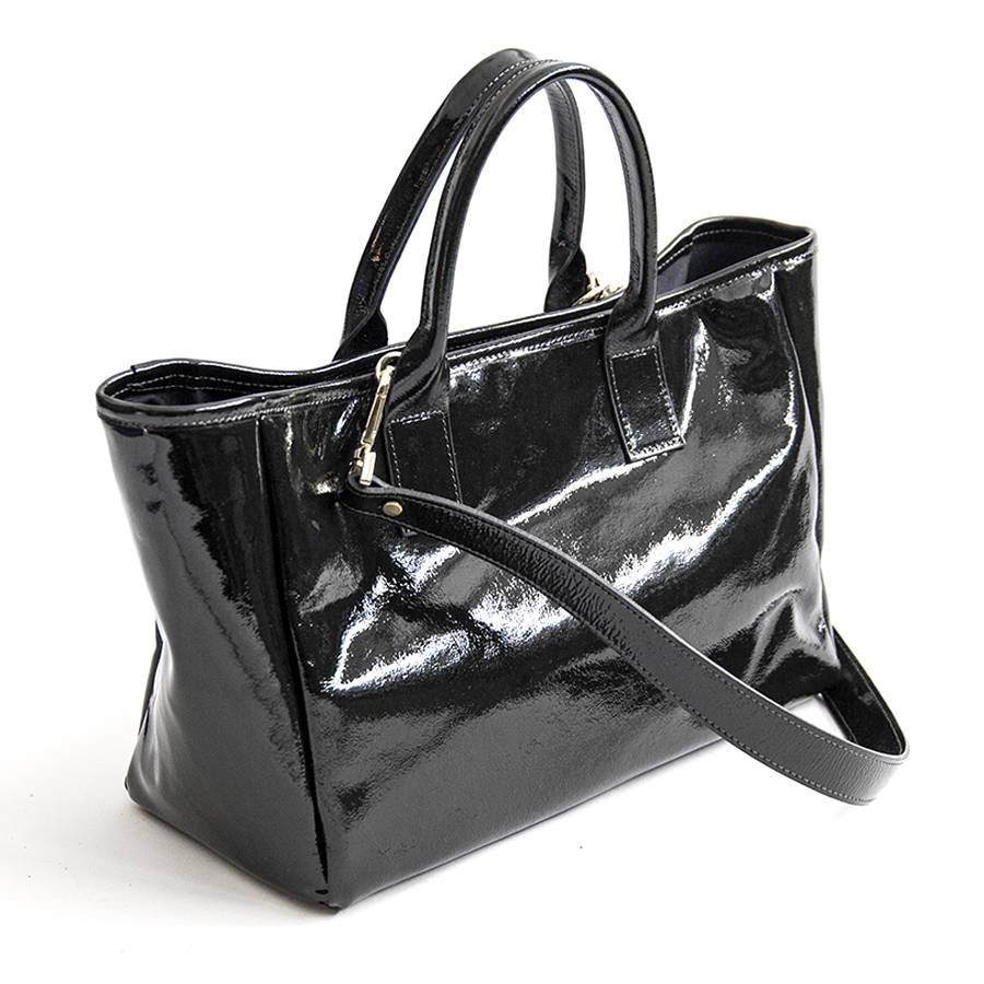 Laura Di Maggio MILANO VERNICE – borsa in pelle verniciata nera Spedizione Gratuita
