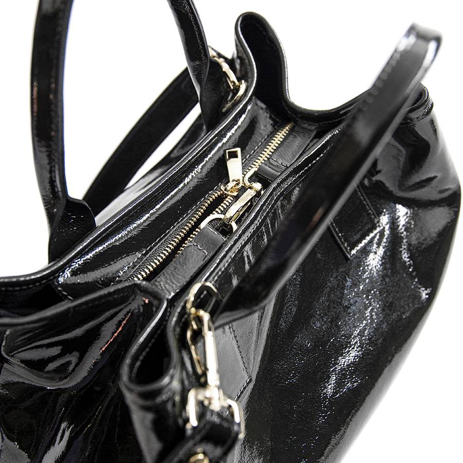 Laura Di Maggio MILANO VERNICE – borsa in pelle verniciata nera Spedizione Gratuita