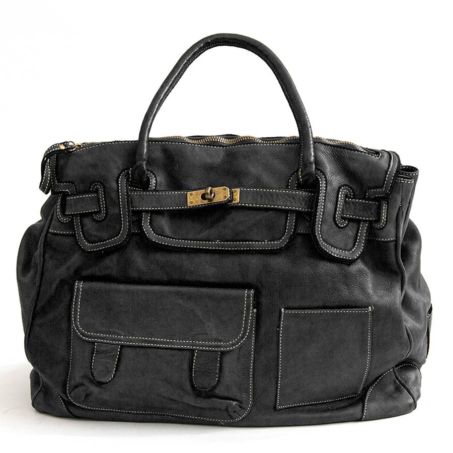 Laura Di Maggio GINEVRA – borsa in pelle slavata nera Pezzi Unici
