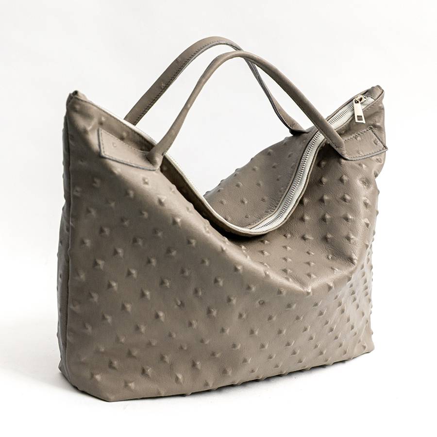 Laura Di Maggio BIKER – borsa in pelle soft stampa chiodo taupe Consegna Veloce