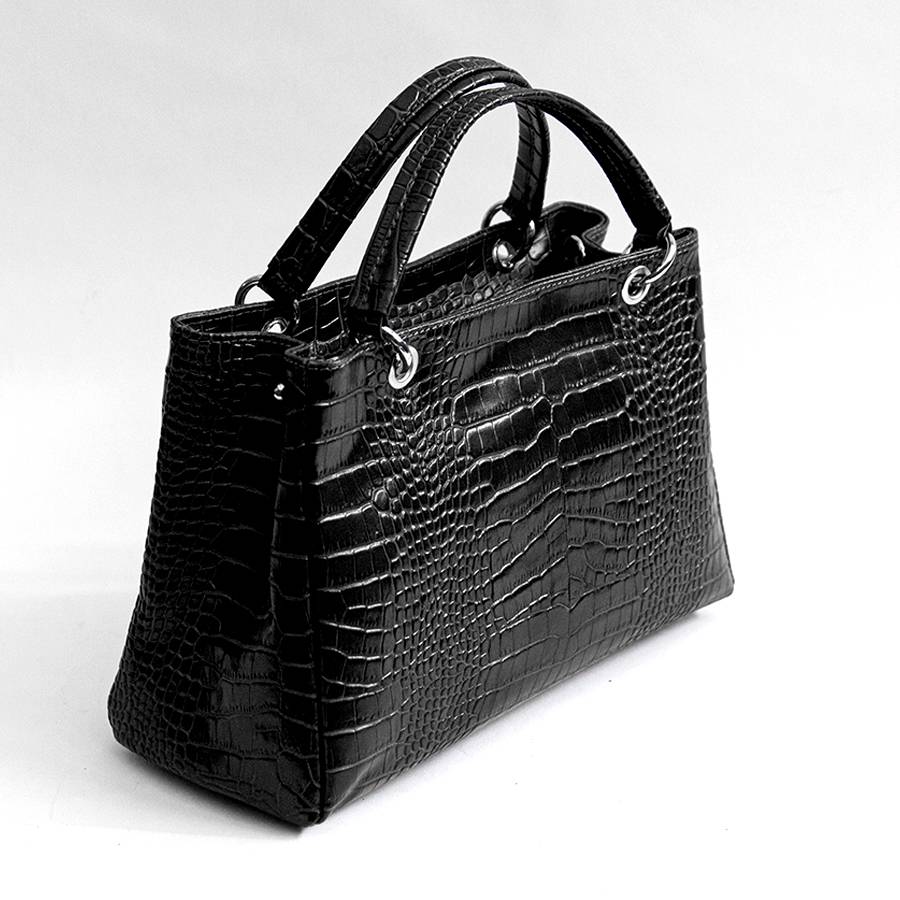Laura Di Maggio MISTY – bauletto in pelle stampa cocco nero Fino Al -60%