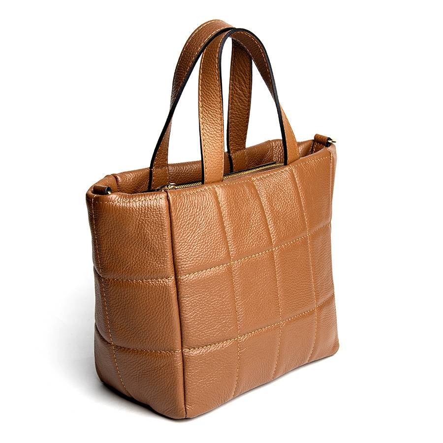 Laura Di Maggio AZZURRA – Tote bag in pelle trapuntata cuoio Economico