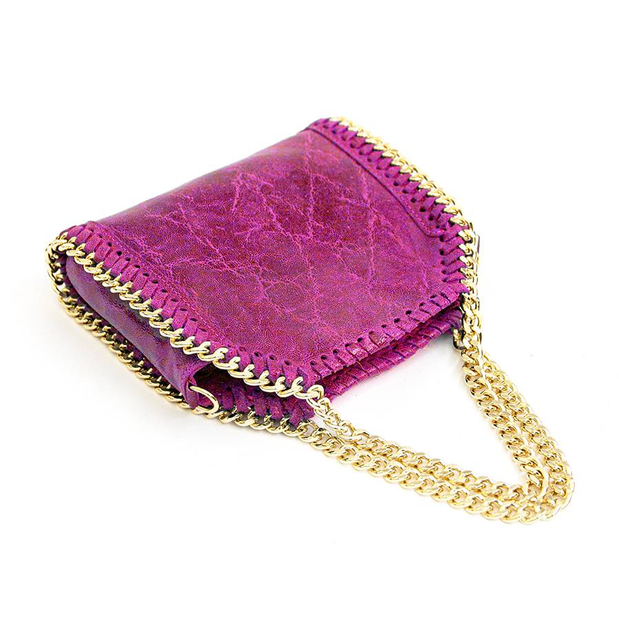 Laura Di Maggio LUMI – Borsa con catene in pelle vintage fuxia Italia