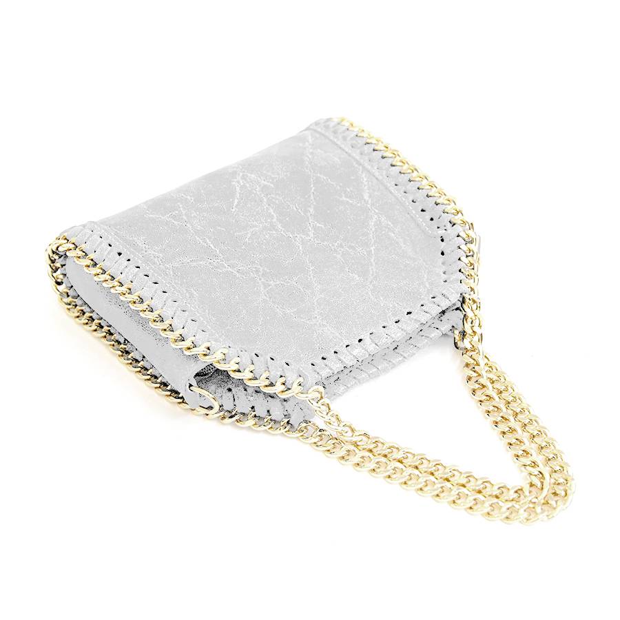 Laura Di Maggio LUMI – Borsa con catene in pelle vintage bianca In Linea