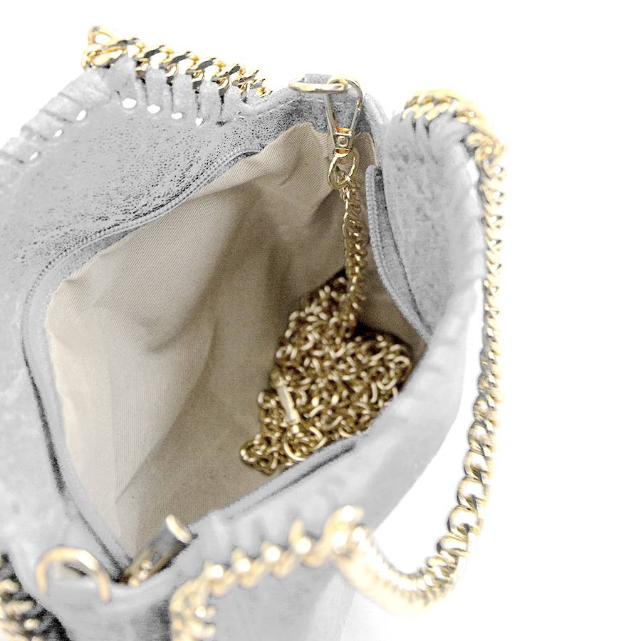 Laura Di Maggio LUMI – Borsa con catene in pelle vintage bianca In Linea