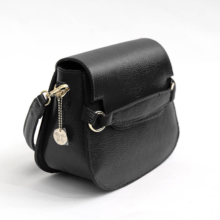 Laura Di Maggio SALLY – Postina con patta in pelle nera Vendita
