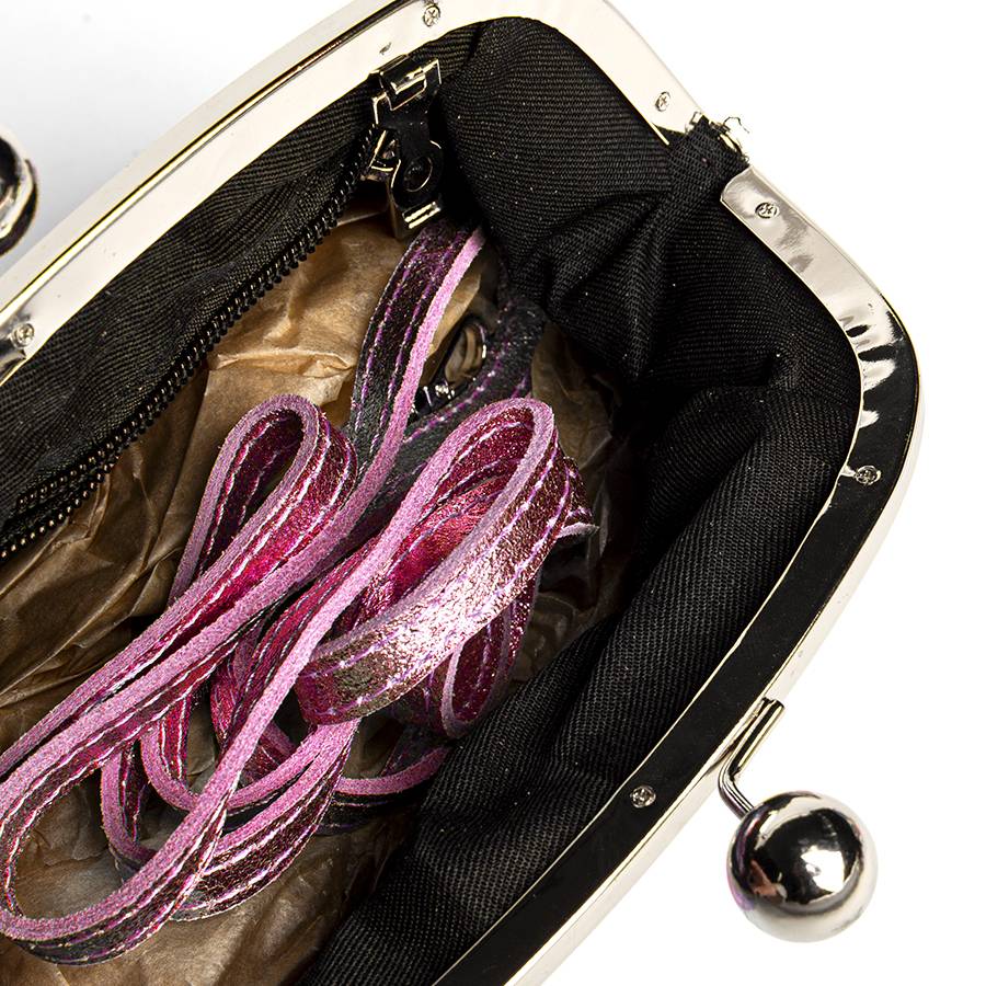 Laura Di Maggio CLUTCH – borsetta in pelle laminata rosa Saldi Di Fabbrica
