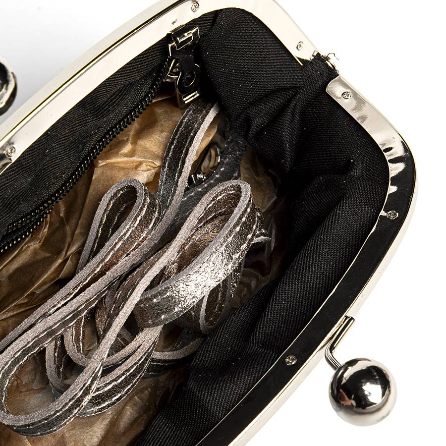 Laura Di Maggio CLUTCH – borsetta in pelle laminata bronzo Fornitura limitata