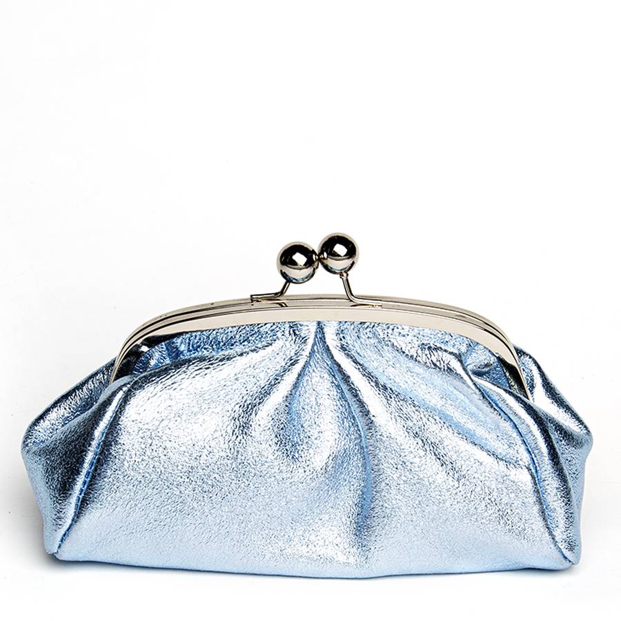 Laura Di Maggio CLUTCH – borsetta in pelle laminata azzurra Negozio