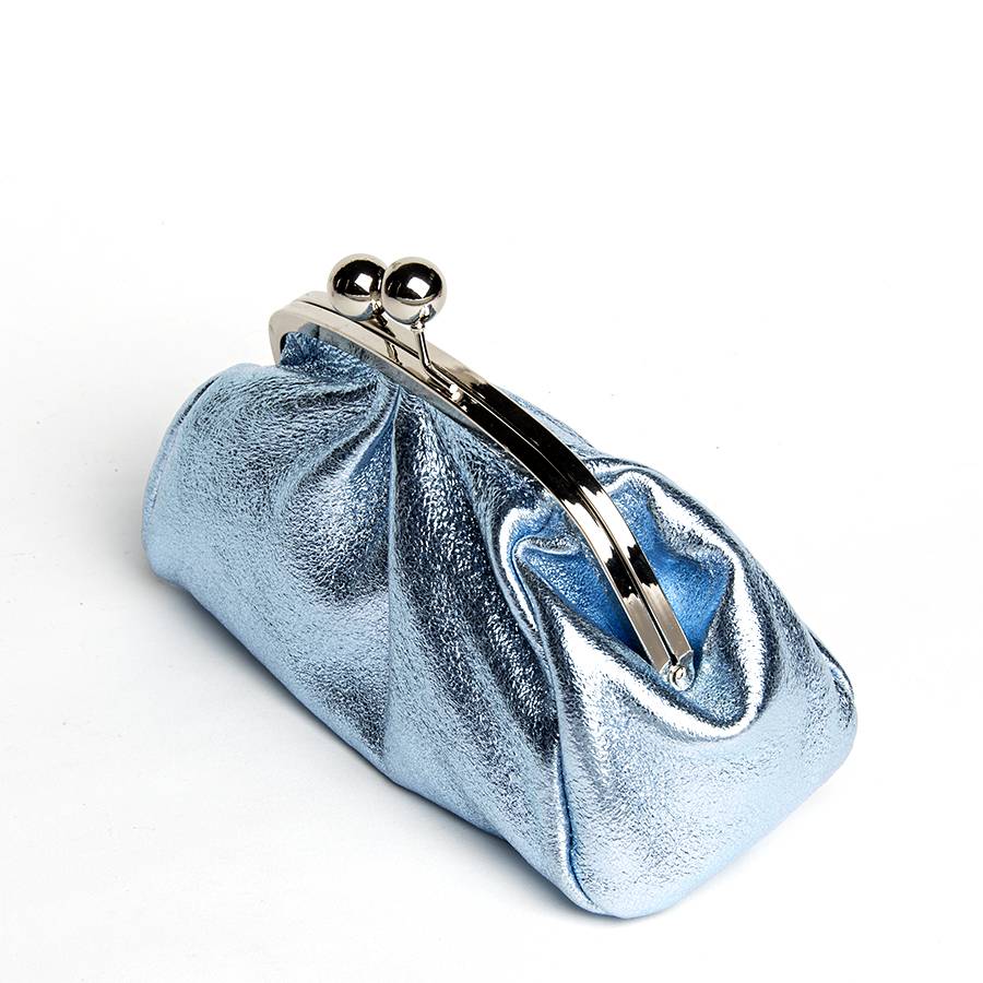 Laura Di Maggio CLUTCH – borsetta in pelle laminata azzurra Negozio