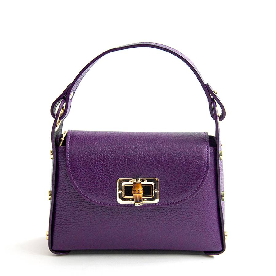 Laura Di Maggio BAMBU’ – borsetta con borchie in pelle viola 2025