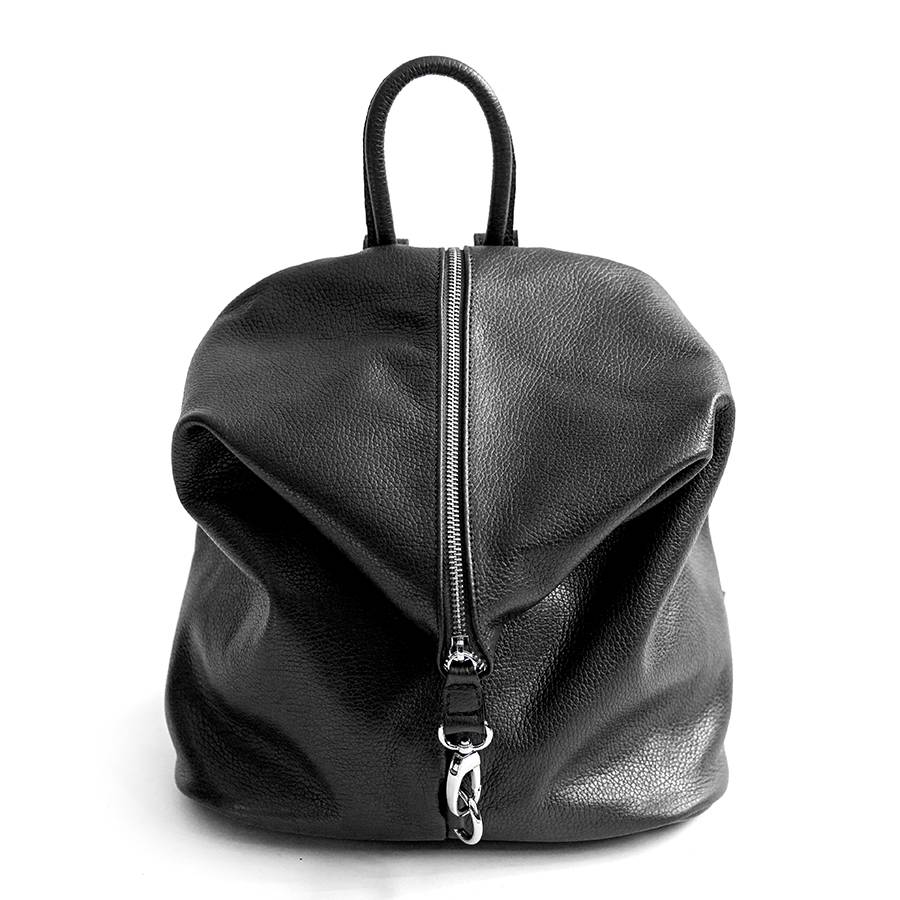 Laura Di Maggio FLIP – Zaino con zip in pelle nero Qualità