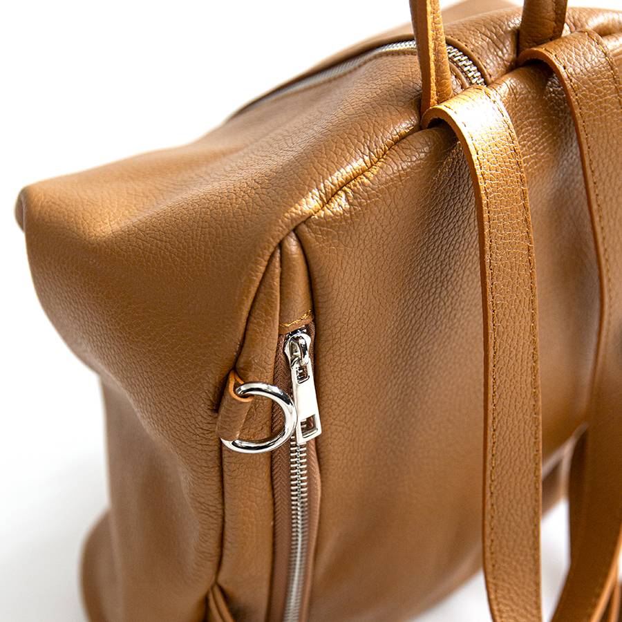 Laura Di Maggio FLIP – Zaino con zip in pelle cuoio Vendita