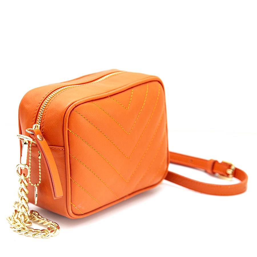 Laura Di Maggio COCCA – Borsa da Sera in Pelle Soft Trapuntato – Arancione Soddisfazione Garantita