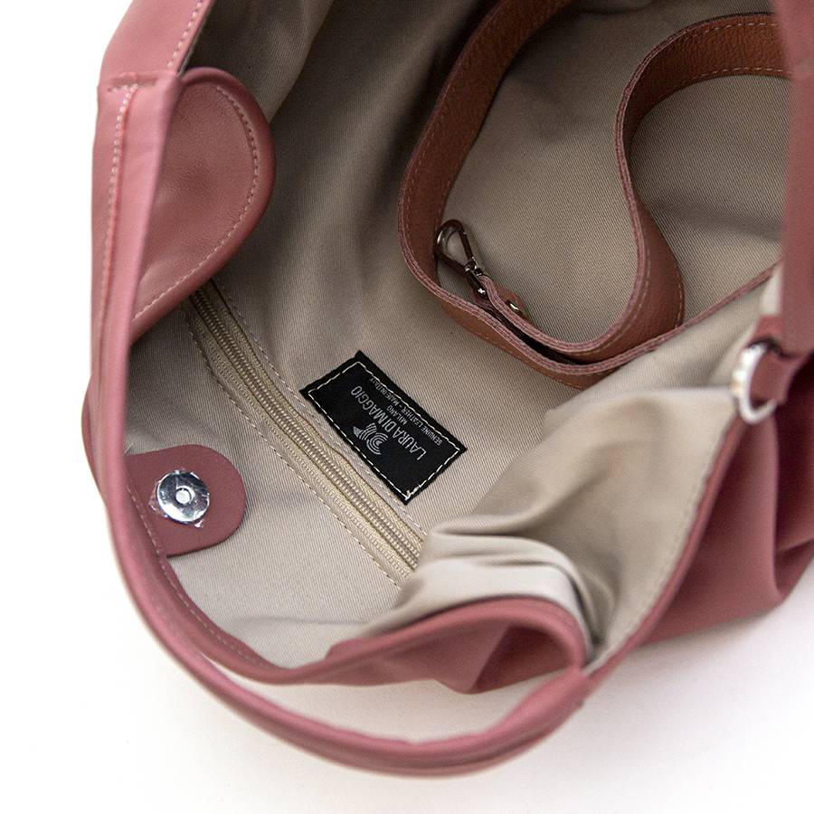 Laura Di Maggio ELSA – Sacca maxi in pelle nappa rosa malva Convenienza
