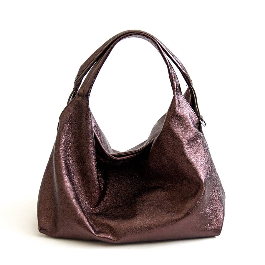 Laura Di Maggio ELSA M – Sacca in pelle laminata ebano