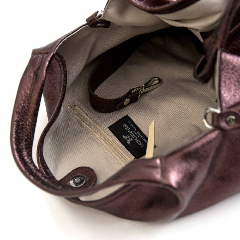 Laura Di Maggio ELSA M – Sacca in pelle laminata ebano Sconto