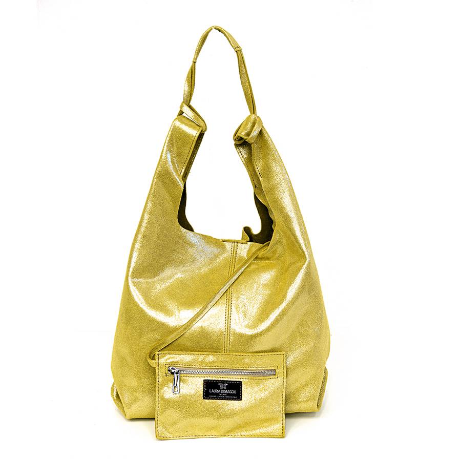 Laura Di Maggio GLIETTER – sacca in pelle glitter gialla