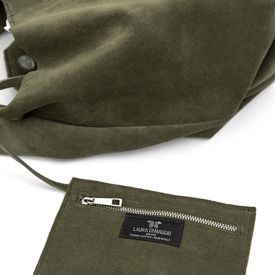Laura Di Maggio LE SAC – sacca in pelle camoscio verde militare Online